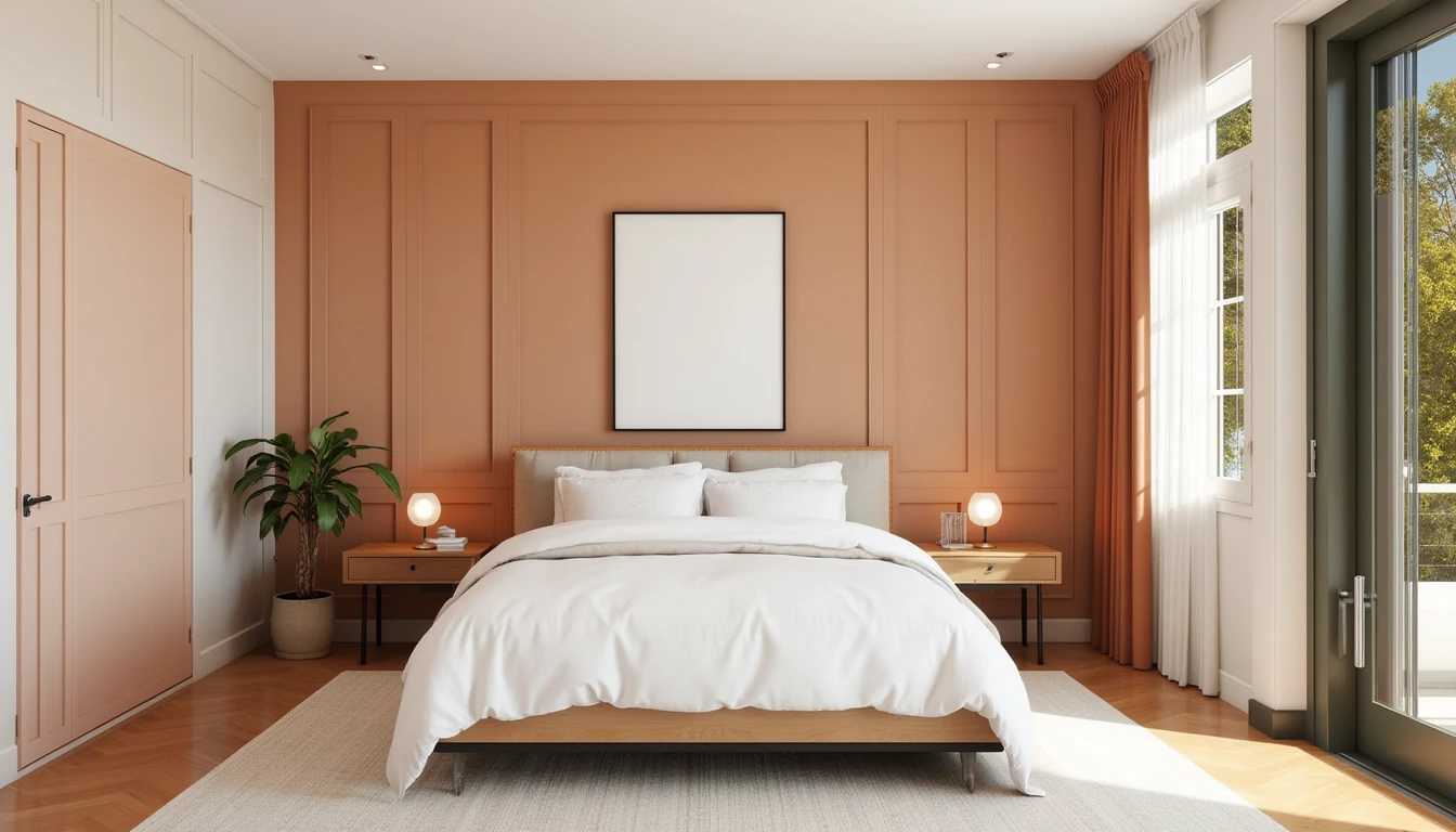 color drenched bedroom with wall paneling and millwork painted in one continuous tone