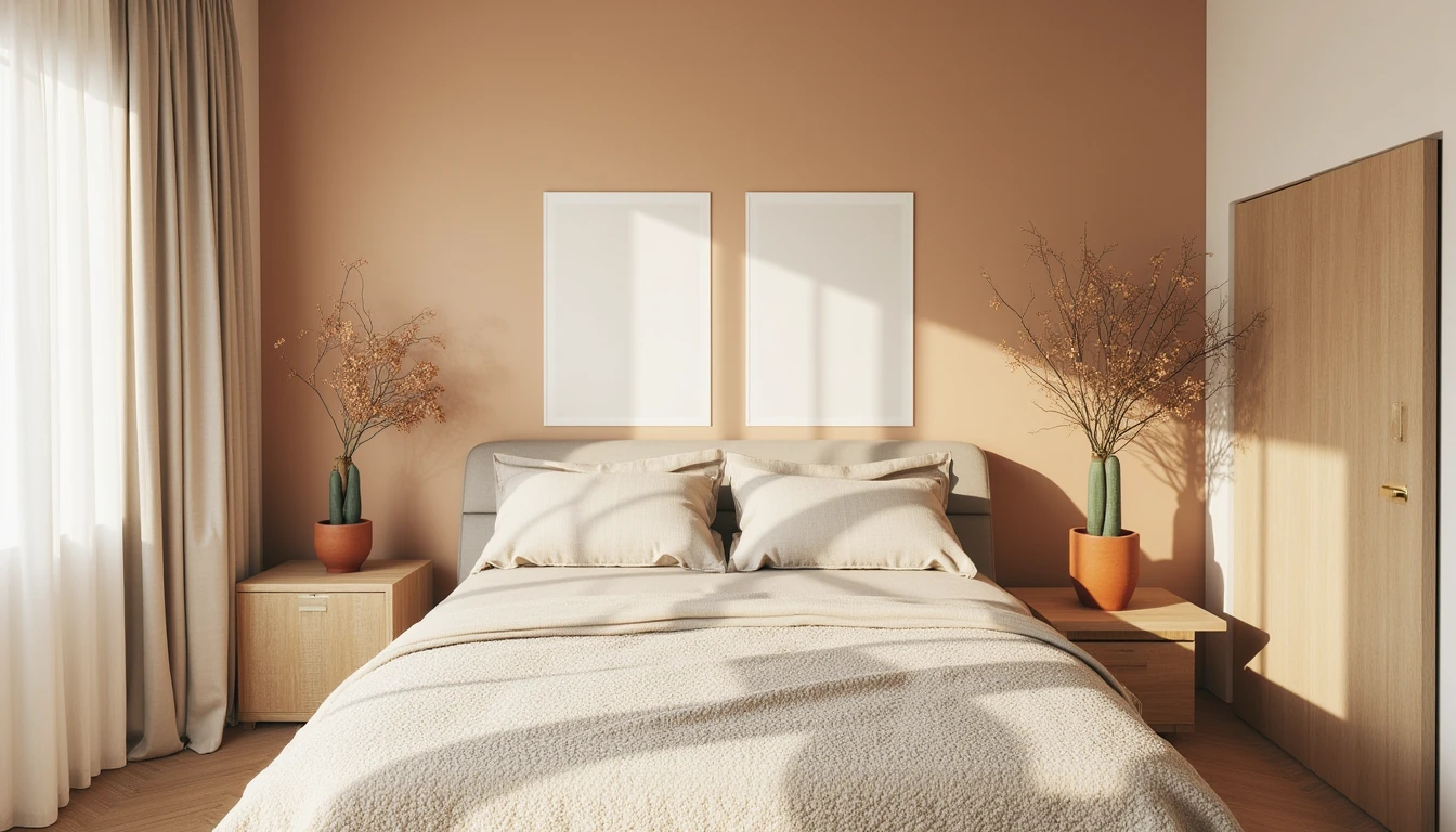 matte chalky finish color drenched bedroom with soft diffused natural light